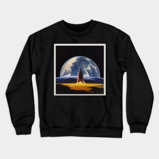 Vintage Space Rocket Moon Launch Crewneck Sweatshirt